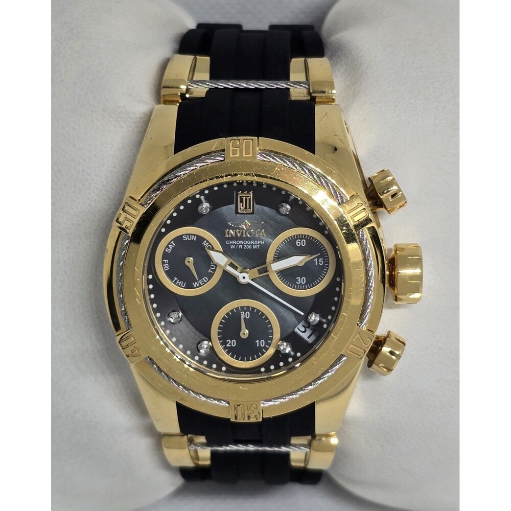 Women's Jason Taylor Invicta Limited Edition Diamonds Black Gold Watch 29046 11